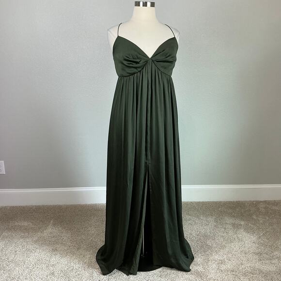Sachin & Babi Chiffon Long A-Line Maxi Evening Gown Green Size 20W Formal Dress - Picture 2 of 10